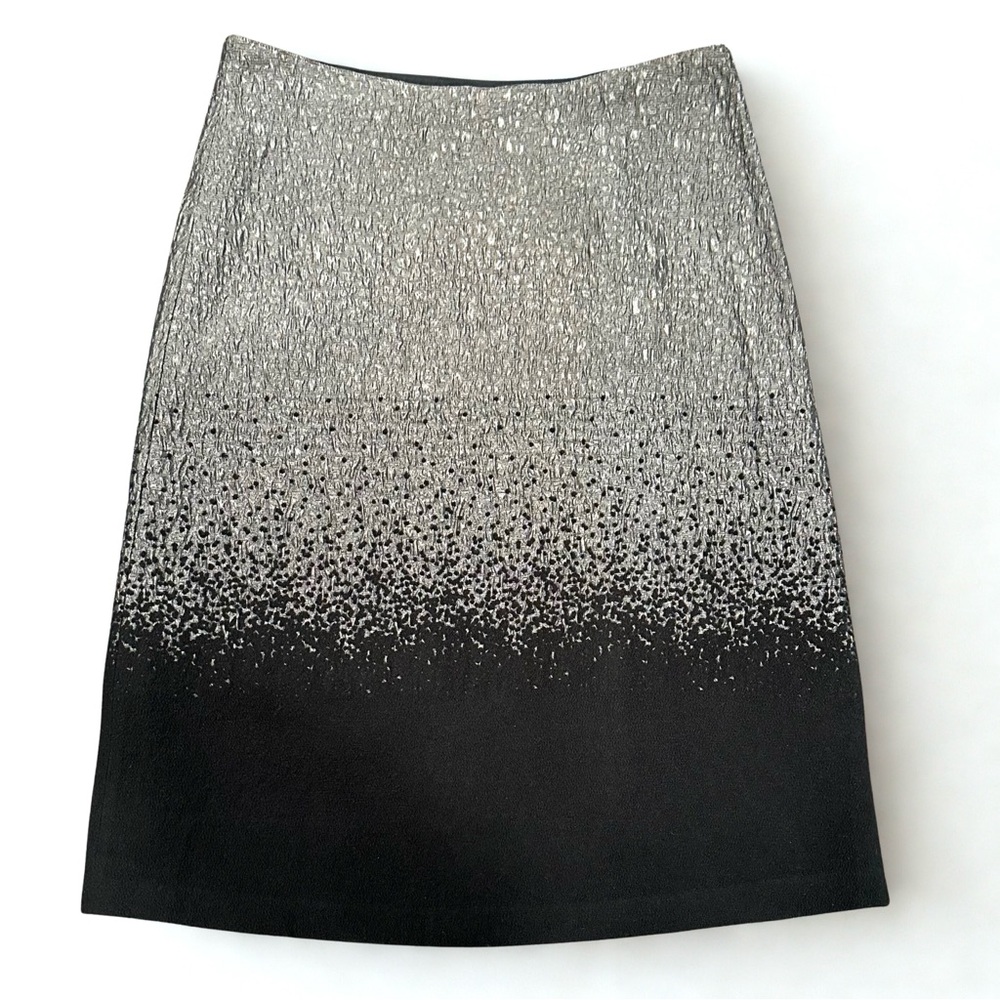 Eileen Fisher Skirt Size Medium A line Silver Metallic Ombré Grey Black Spring